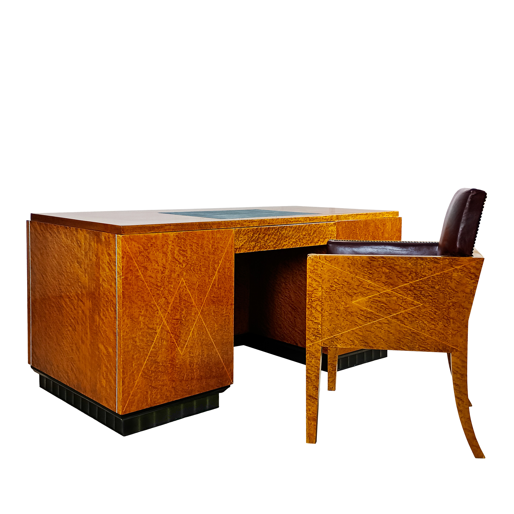 Art Deco cubist desk and armchair - France 1930